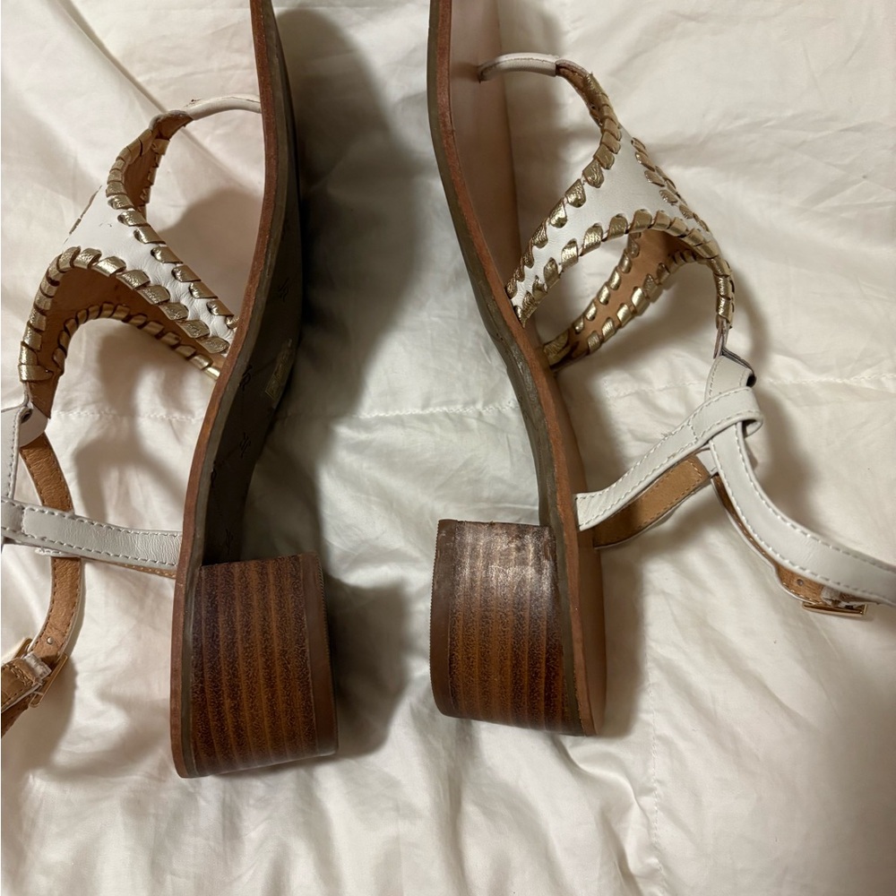 Jack Rogers White and Tan Thong Sandals - Picture 2 of 6